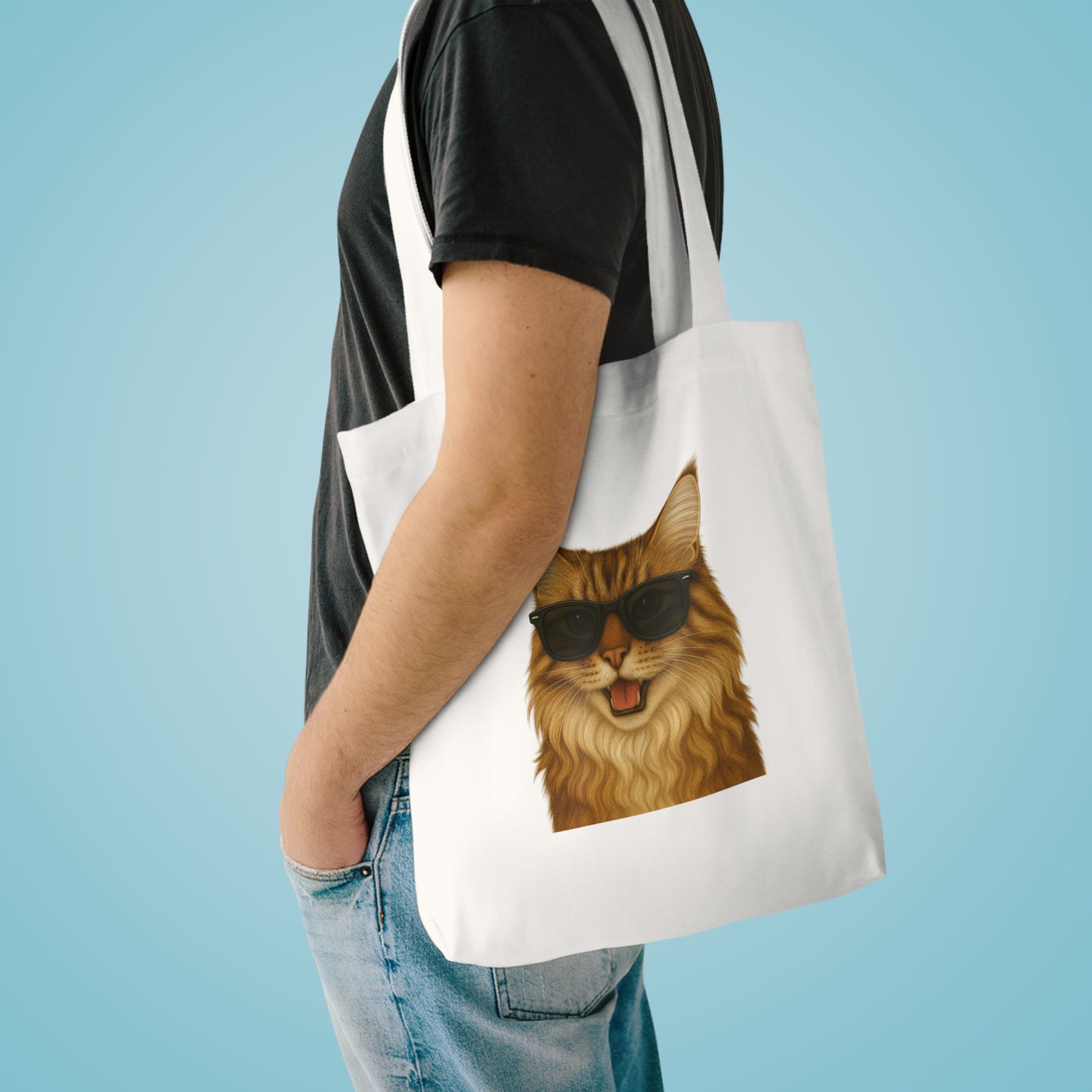 Maine Coon Wearing Sunglasses Cotton Tote Bag