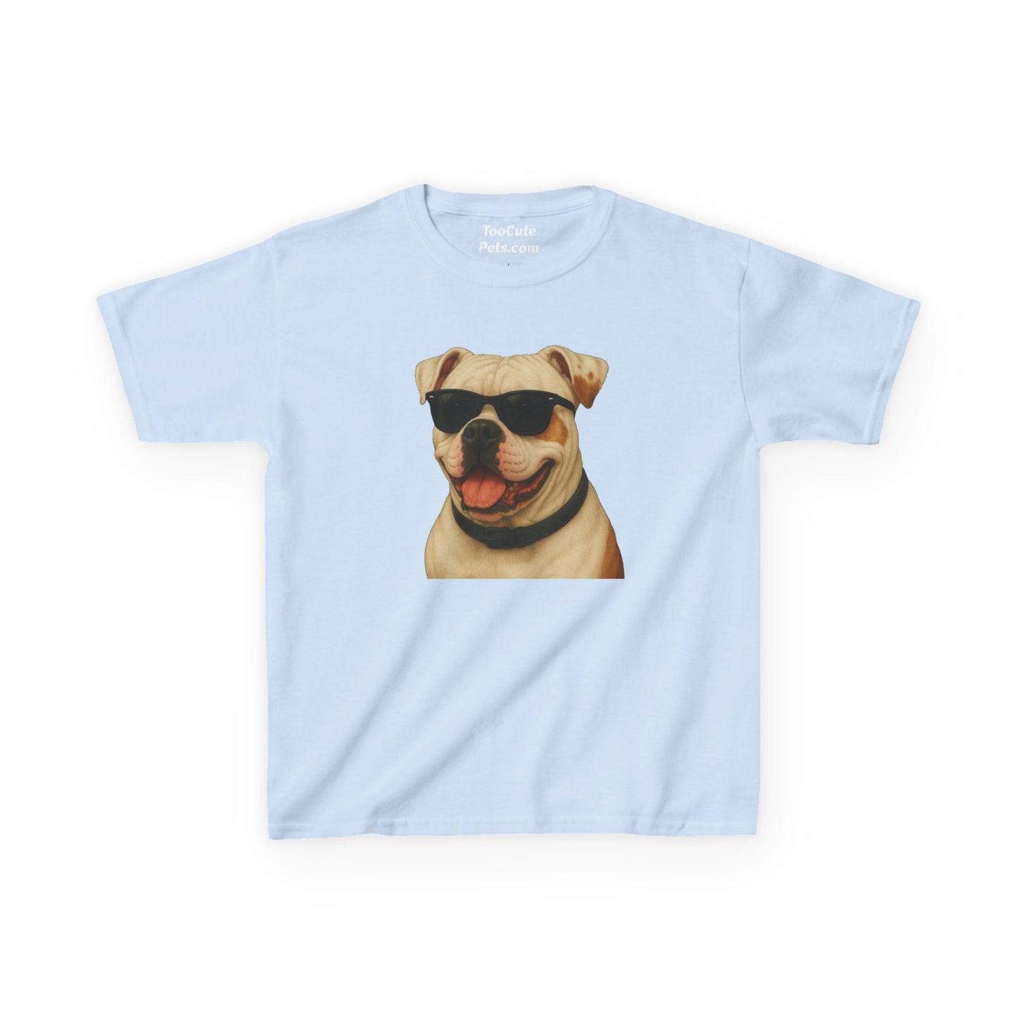 Kids Tee with American Bulldog Wearing Sunglasses