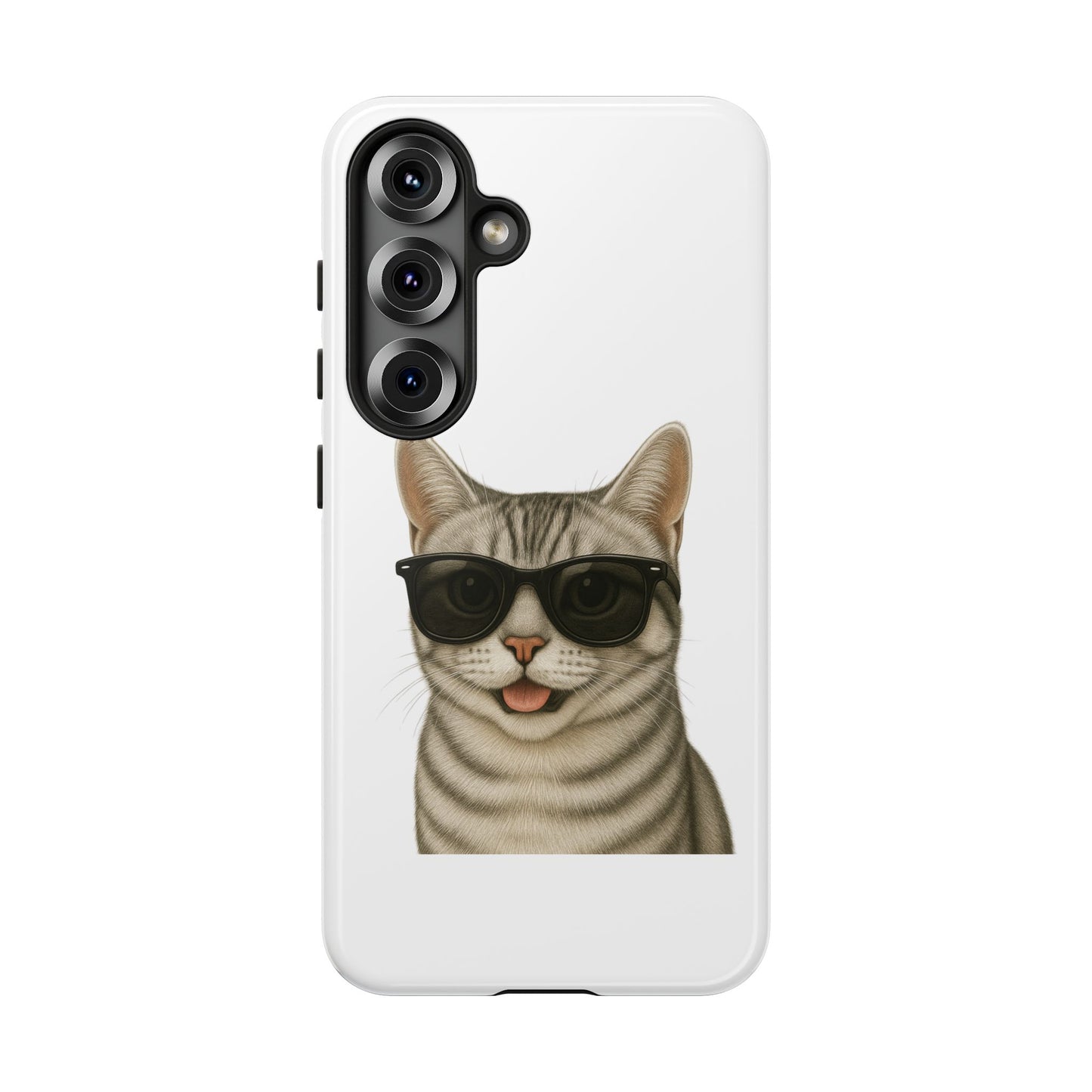 American Shorthair Silver Tabby Wearing Sunglasses - Tough Phone Case