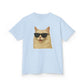 Cream Longhair Cat Wearing Sunglasses Kids Tee