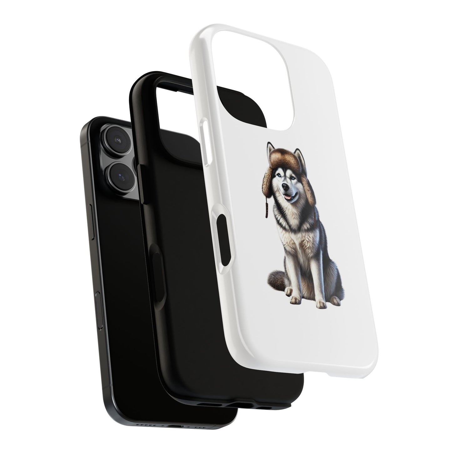 Husky Wearing a Fur Hunter Hat - Tough Phone Case