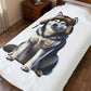 Husky Wearing a Fur Hunter Hat - Sherpa Blanket