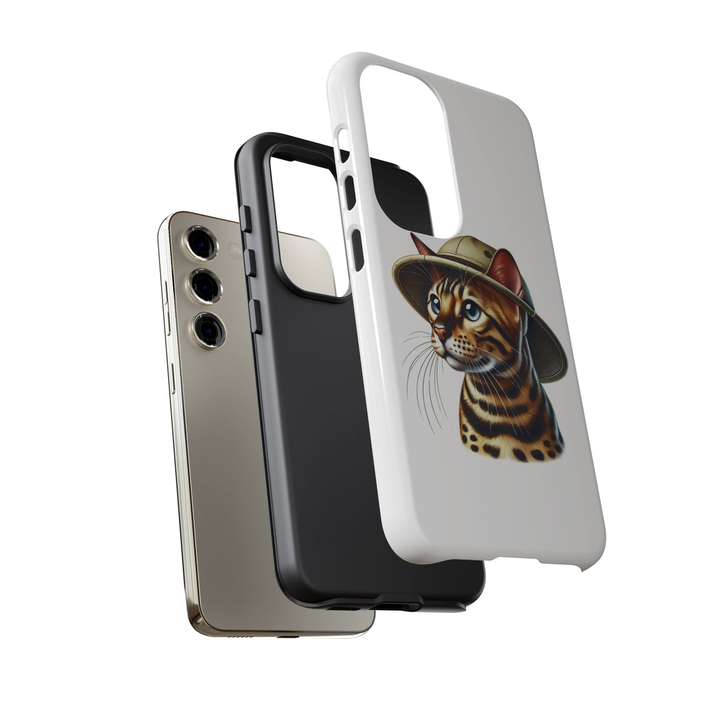 Bengal Cat Wearing a Safari Hat - Tough Phone Case