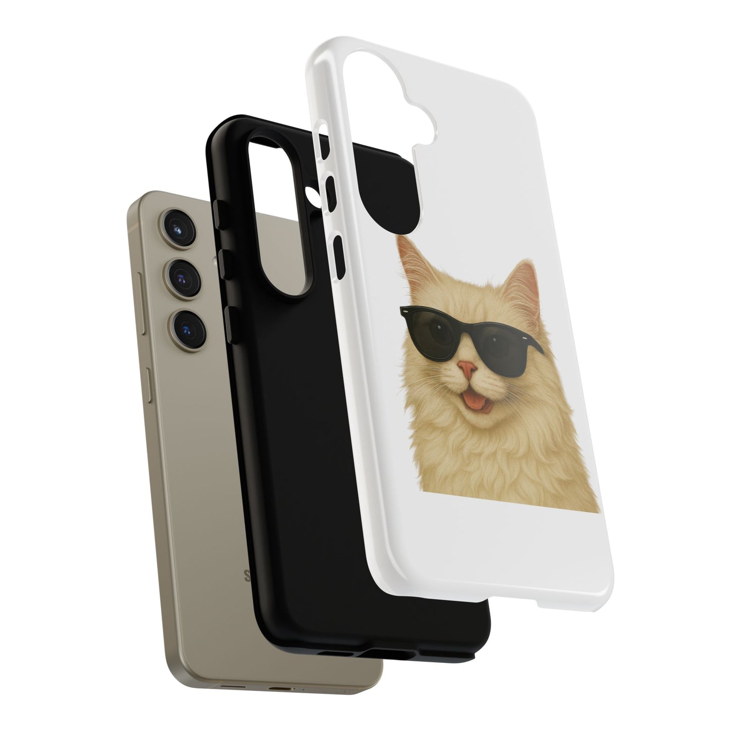 Cream Longhair Cat Wearing Sunglasses - Tough Phone Case
