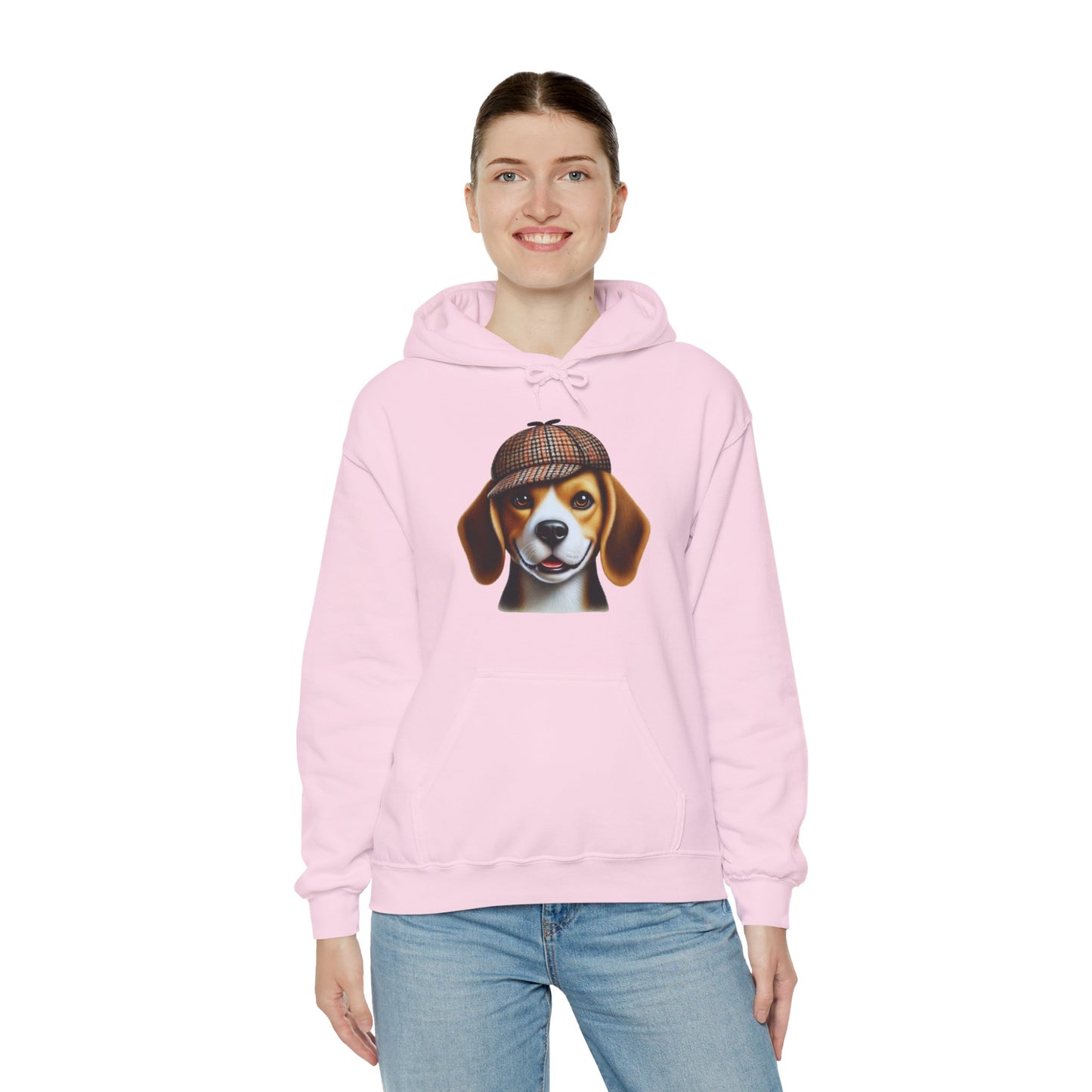 Smiling Beagle Wearing Deerstalker Hat - Adult Hoodie - Too Cute Pets