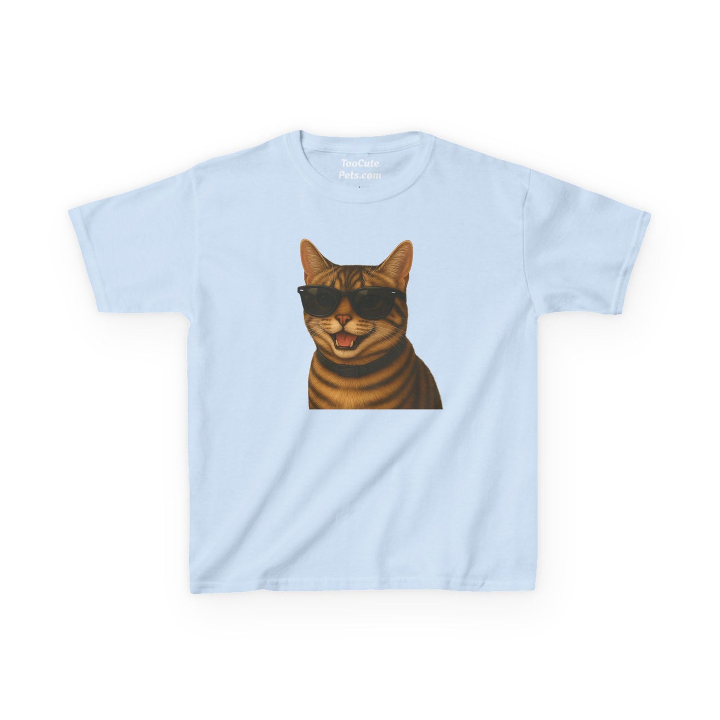 Domestic Shorthaired Tabby Cat Wearing Sunglasses Kids Tee