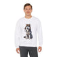 Husky in Fur Trappers Hat - Adult Crewneck Sweatshirt - Too Cute Pets