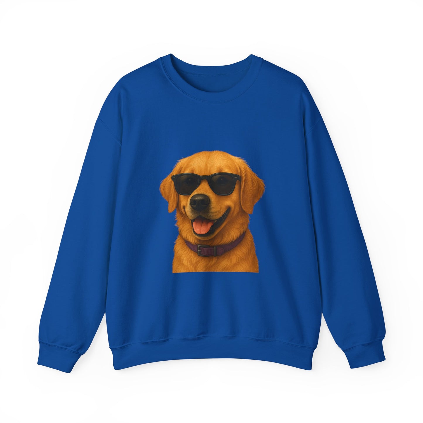 Golden Retriever Wearing Sunglasses - Adult Crewneck Sweatshirt