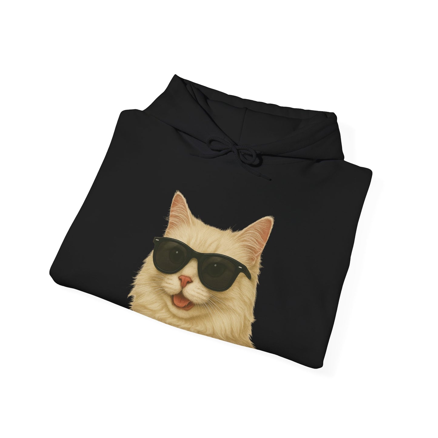 Cream Longhair Cat Wearing Sunglasses - Adult Hoodie