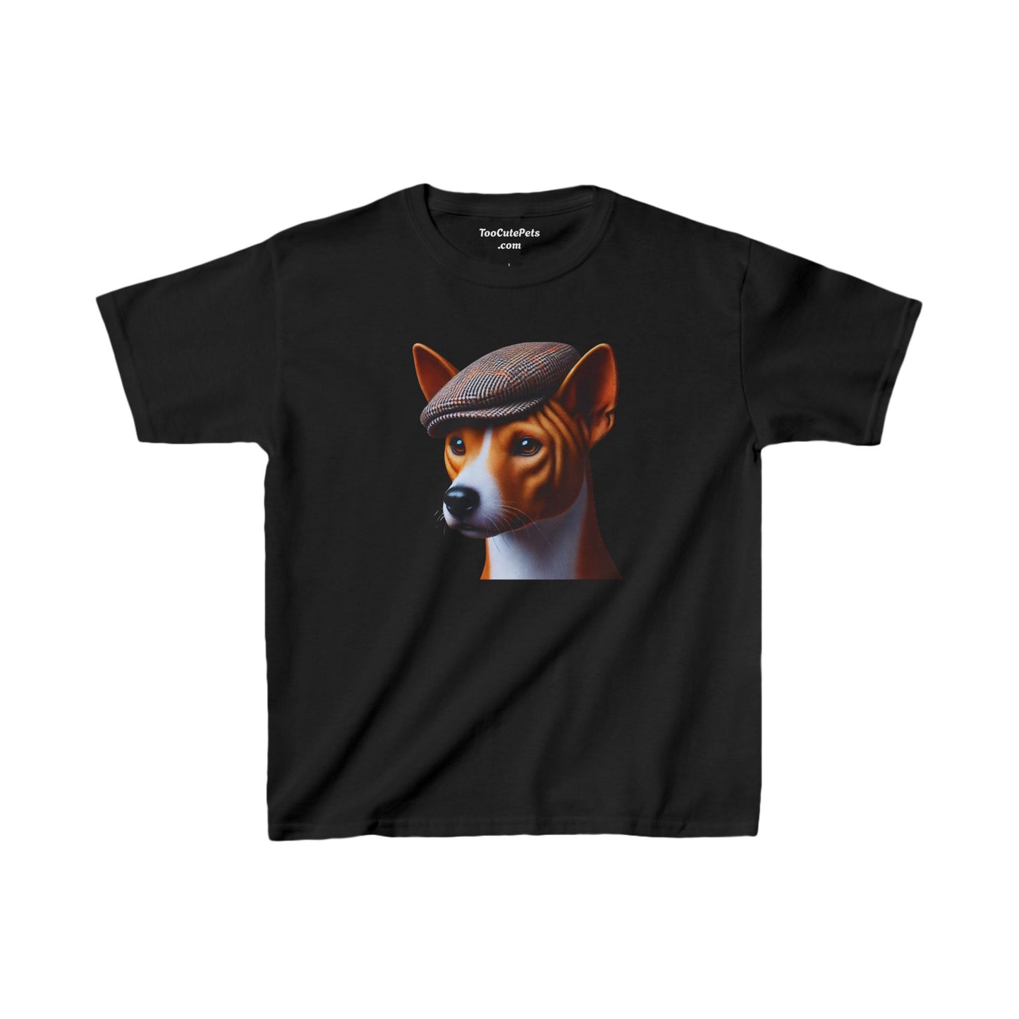 Basenji With Tweed Flat Cap  Youth T-Shirt - Too Cute Pets