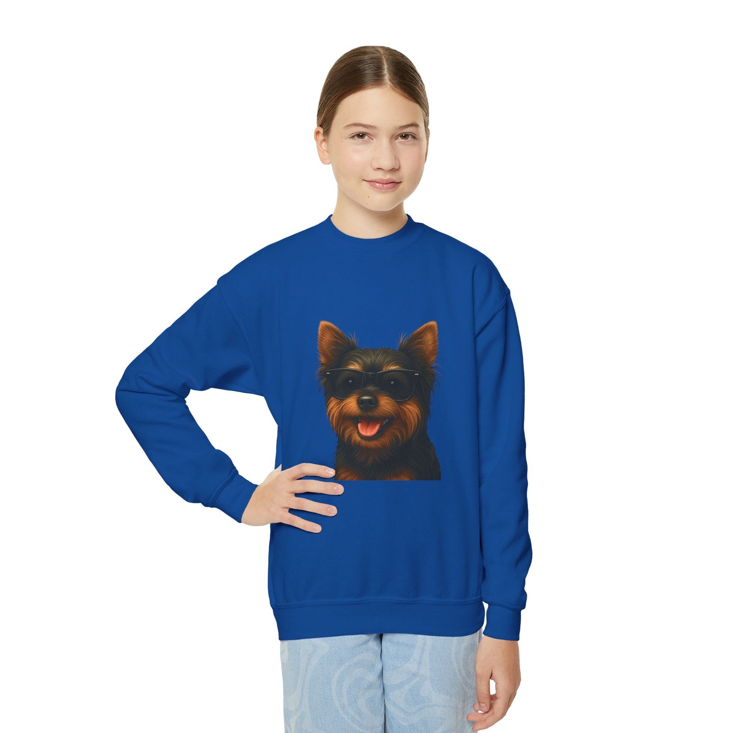 Yorkshire Terrier Wearing Sunglasses - Youth Sweatshirt