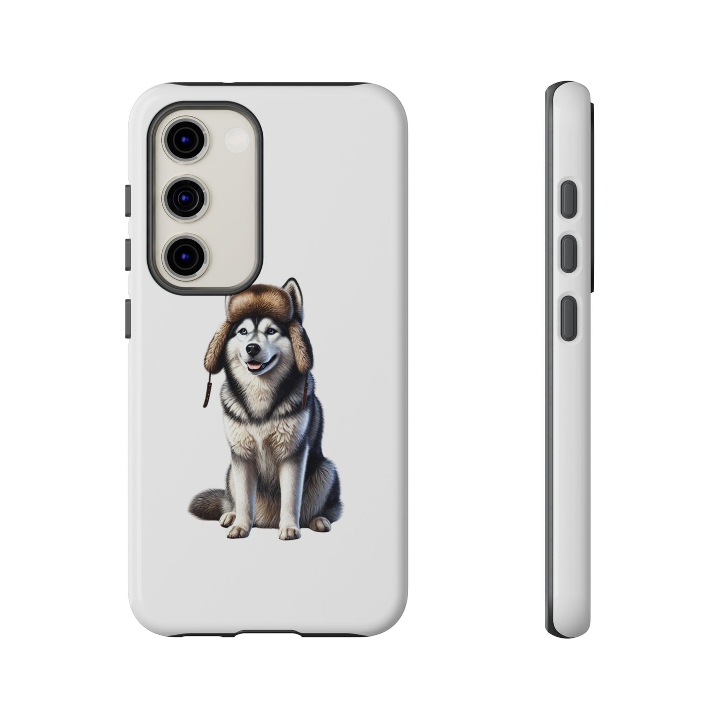 Husky Wearing a Fur Hunter Hat - Tough Phone Case