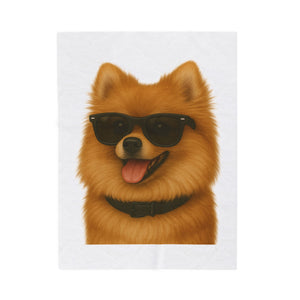 Pomeranian Wearing Sunglasses - Sherpa Blanket