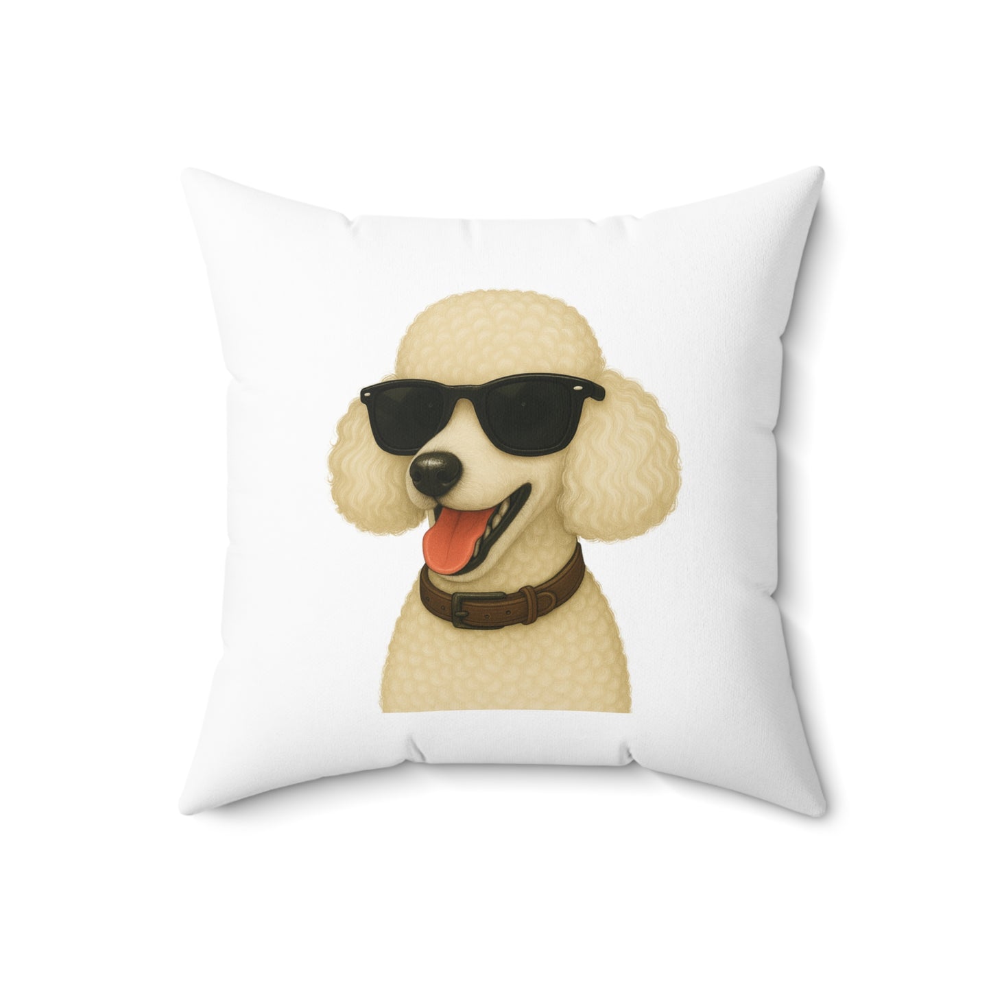 White Poodle Wearing Sunglasses - Throw Pillow