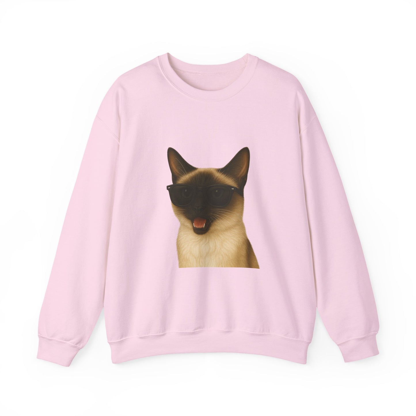 Siamese Cat Wearing Sunglasses - Adult Crewneck Sweatshirt