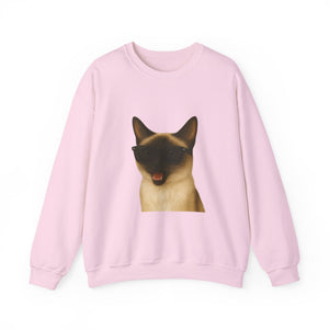 Siamese Cat Wearing Sunglasses - Adult Crewneck Sweatshirt