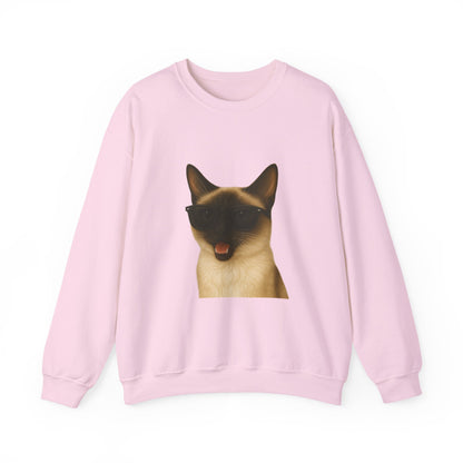 Siamese Cat Wearing Sunglasses - Adult Crewneck Sweatshirt