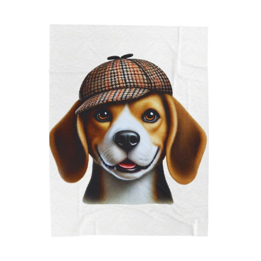 Beagle Wearing a Deerstalker Hat - Sherpa Blanket