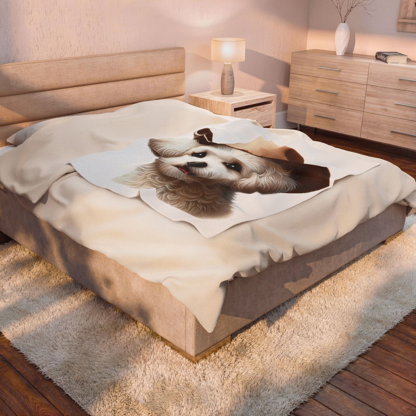 Maltese Wearing a Cowgirl Hat - Sherpa Blanket