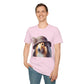 Collie Wearing Cloche Hat - Adult T-Shirt - Too Cute Pets