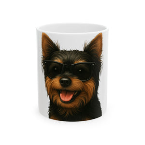 Yorkshire Terrier Wearing Sunglasses Ceramic Mug