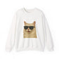 Cream Longhair Cat Wearing Sunglasses - Adult Crewneck Sweatshirt