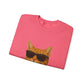 Orange Tabby Cat Wearing Sunglasses - Adult Crewneck Sweatshirt