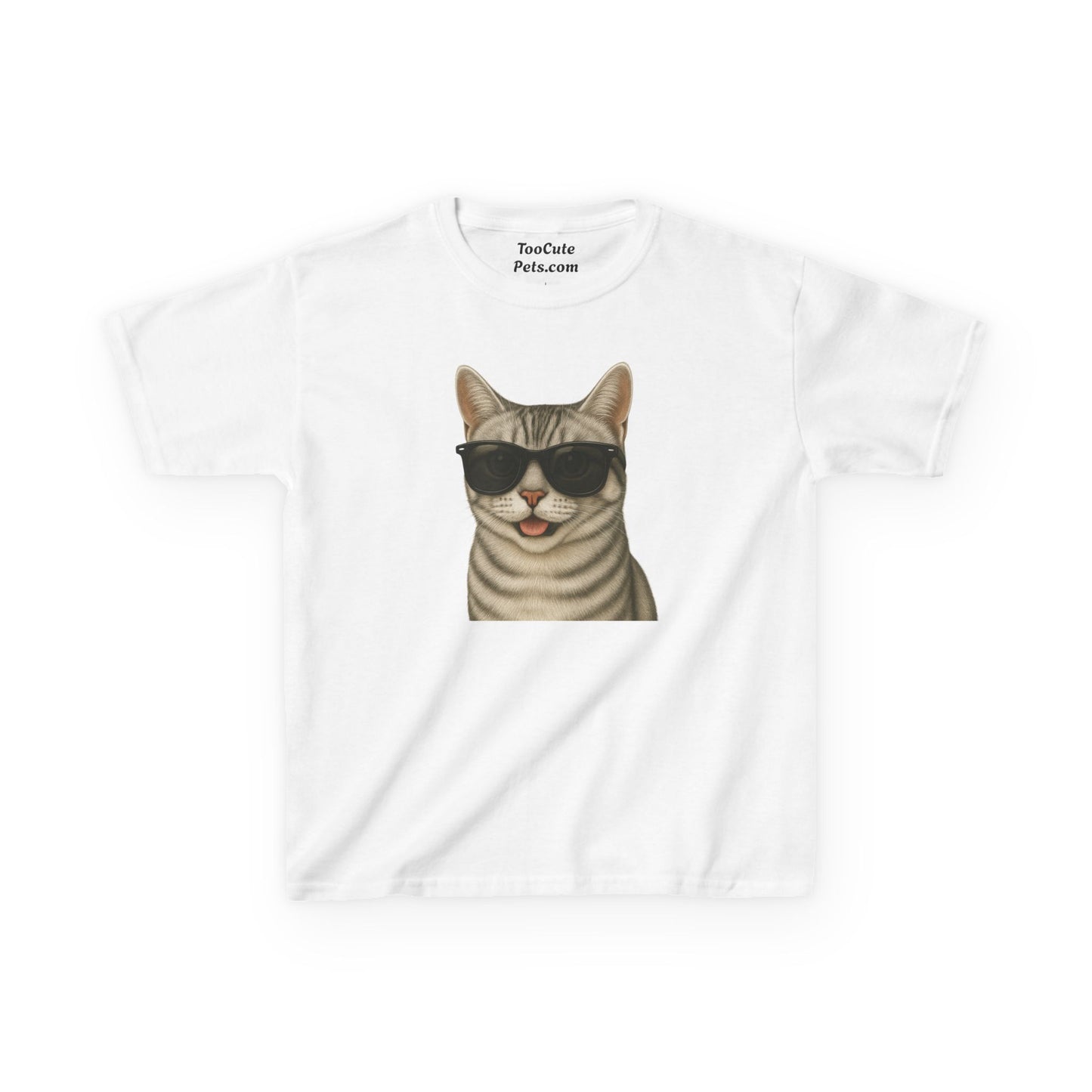 American Shorthair Silver Tabby Cat Wearing Sunglasses - Kids Tee