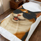 Calico Shorthair Cat Wearing Sunglasses - Sherpa Blanket
