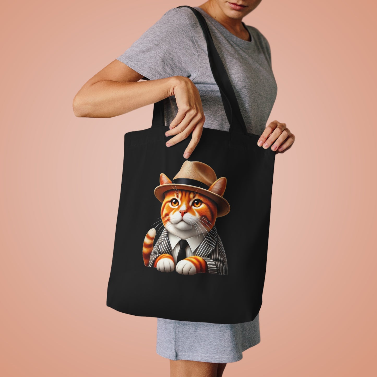 Tabby Cat Wearing a Fedora - Cotton Tote Bag
