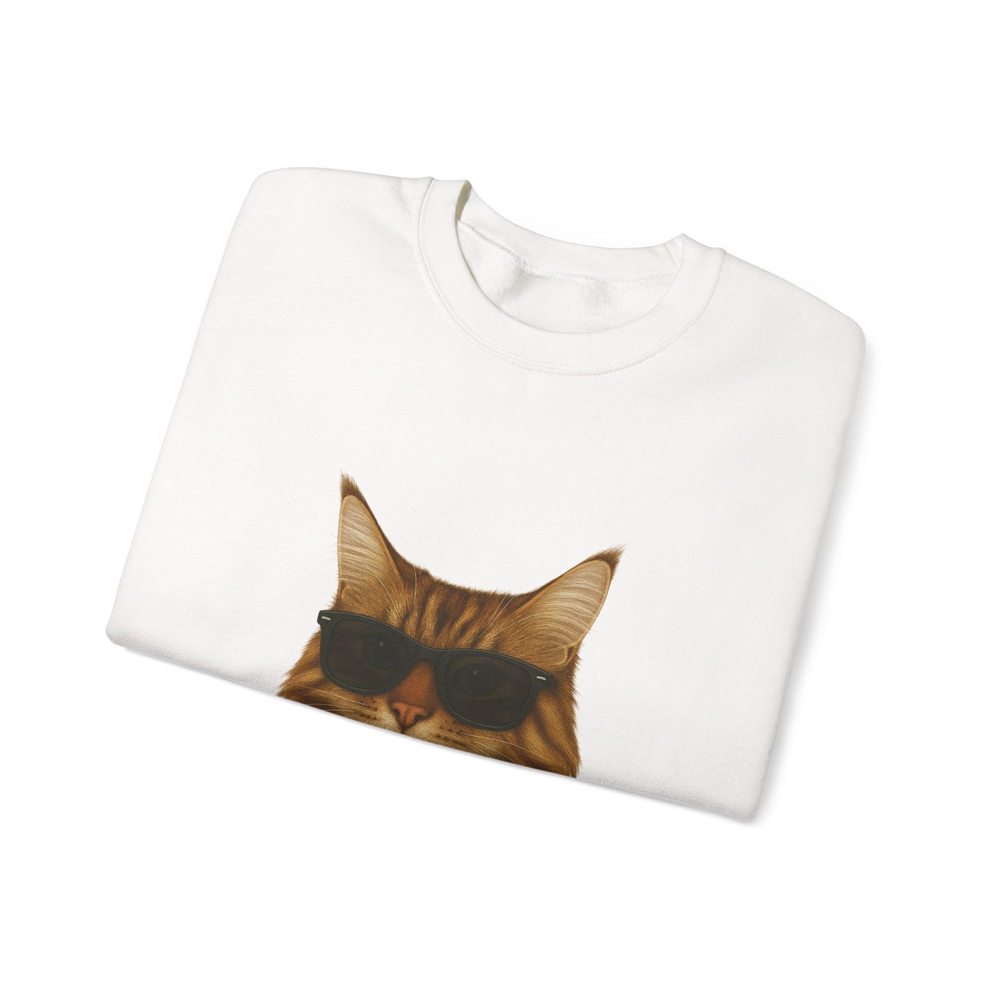 Maine Coon Wearing Sunglasses - Adult Crewneck Sweatshirt