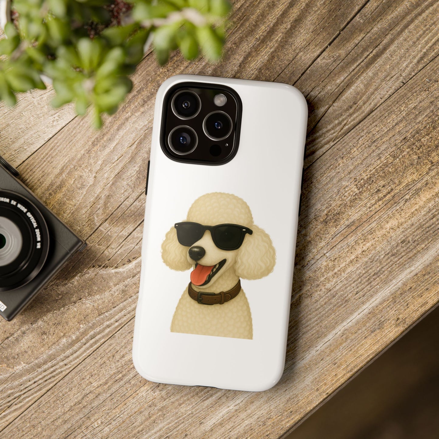 White Poodle Wearing Sunglasses - Tough Phone Case