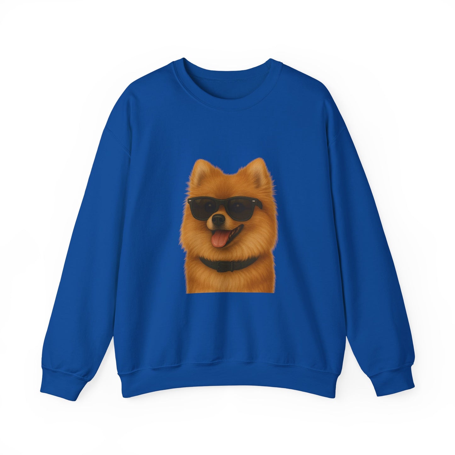 Pomeranian Wearing Sunglasses - Adult Crewneck Sweatshirt