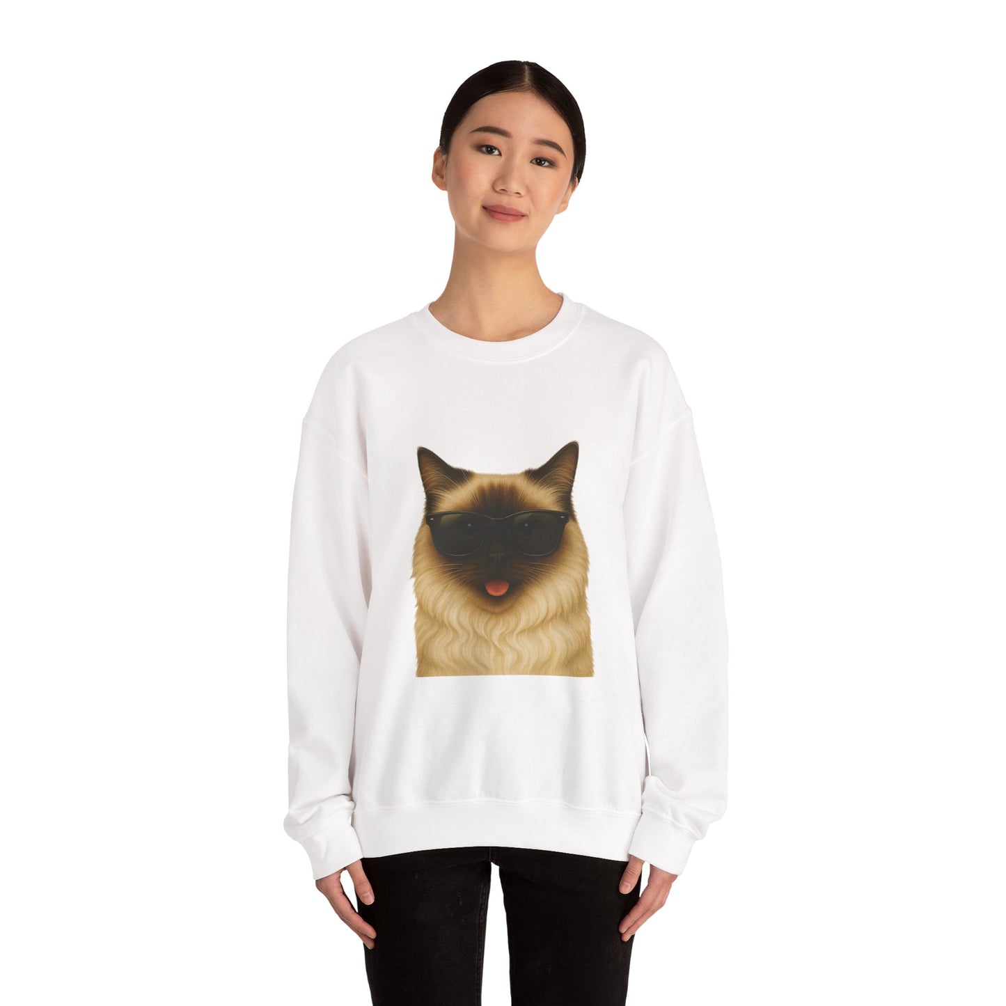 Ragdoll Cat Wearing Sunglasses - Adult Crewneck Sweatshirt