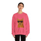 Orange Tabby Cat Wearing Sunglasses - Adult Crewneck Sweatshirt