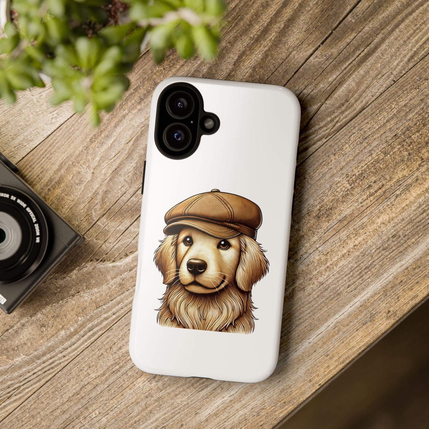 Golden Retriever Wearing a Newsboy Cap - Tough Phone Case