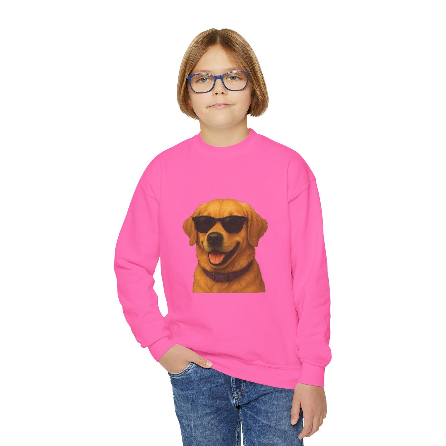 Golden Retriever Wearing Sunglasses - Youth Sweatshirt