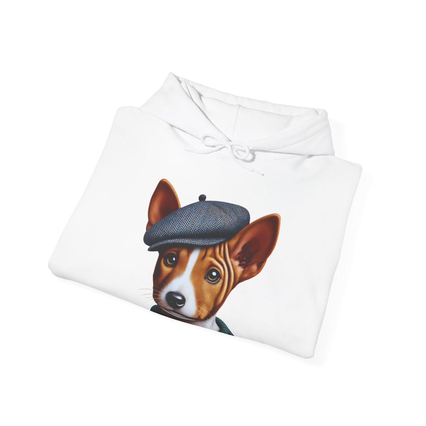 Cute Basenji Pup Wearing A Tweed Flat Cap - Adult Hoodie - Too Cute Pets