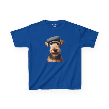 Airedale Terrier Wearing Tweed Flat Cap Youth T-Shirt  - Too Cute Pets