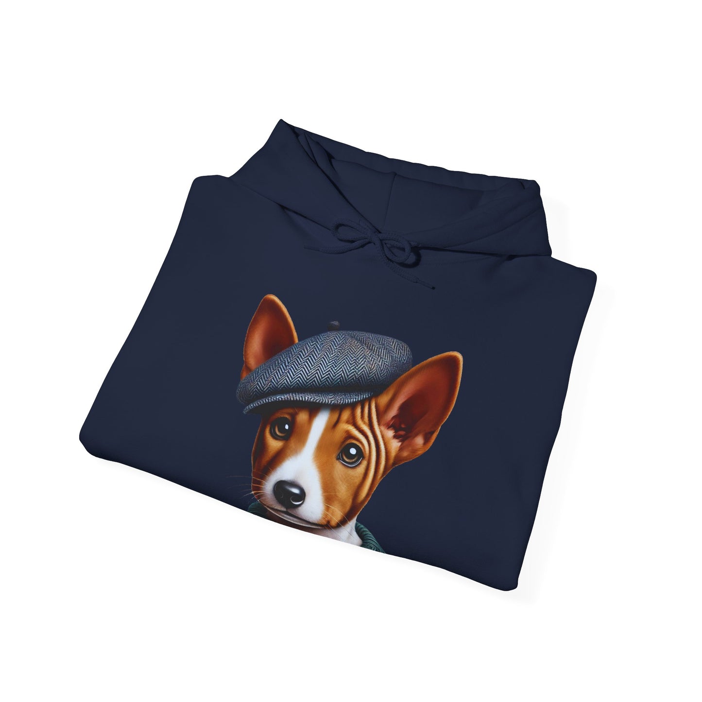 Cute Basenji Pup Wearing A Tweed Flat Cap - Adult Hoodie - Too Cute Pets