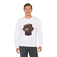 Brown Labrador Wearing Tweed Flat Cap- Adult Crewneck Sweatshirt - Too Cute Pets