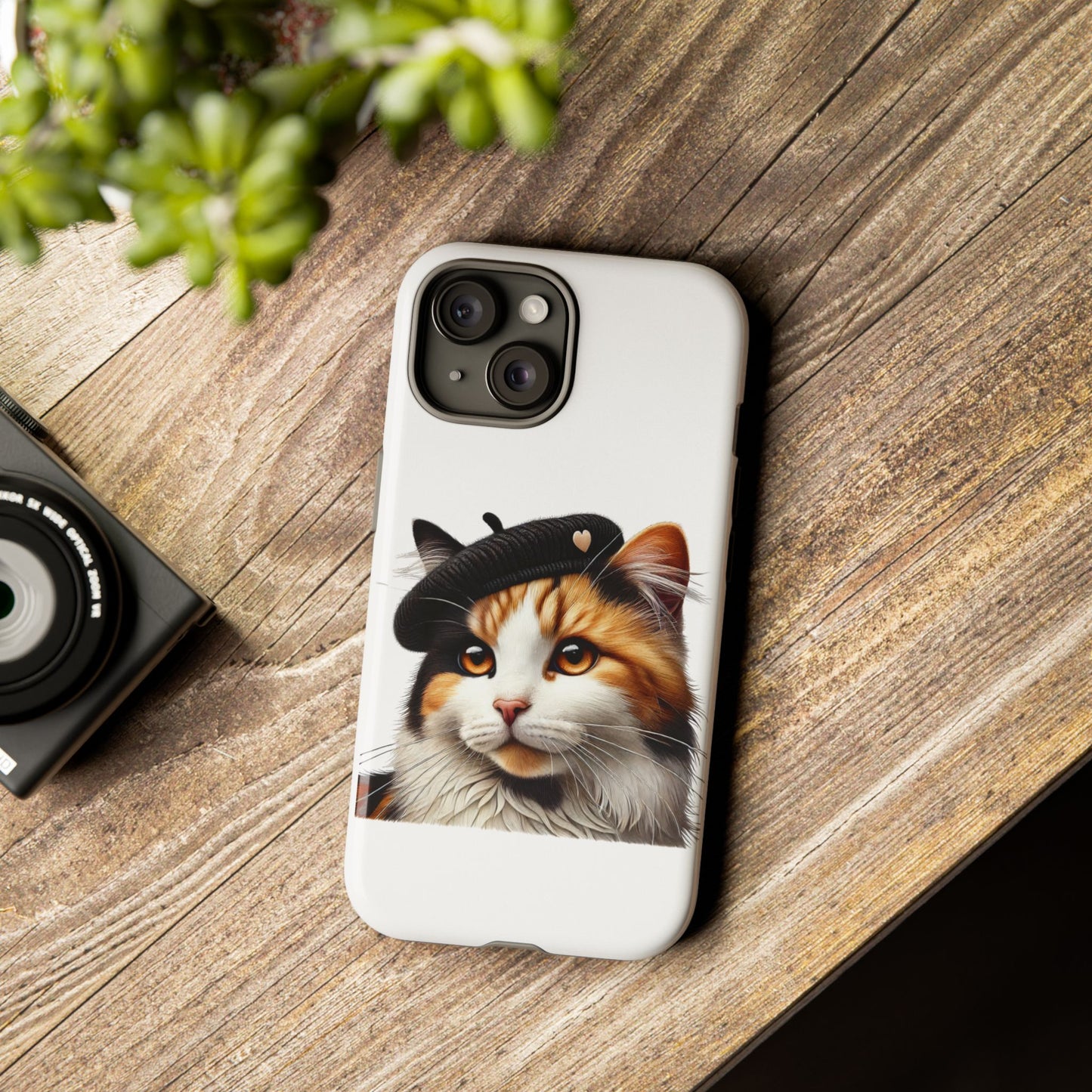 Calico Cat Wearing a Beret - Tough Phone Case