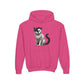 Black and White Cat Wearing A Beret-  Youth Hoodie