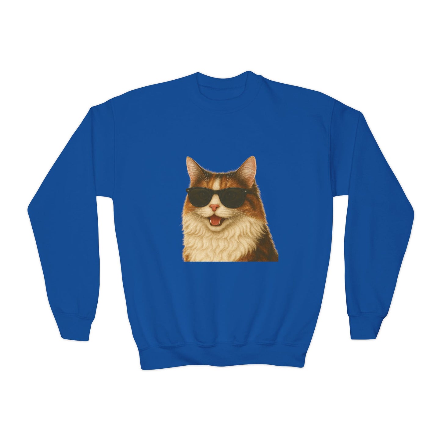 Domestic Longhaired Calico Cat Wearing Sunglasses - Youth Sweatshirt