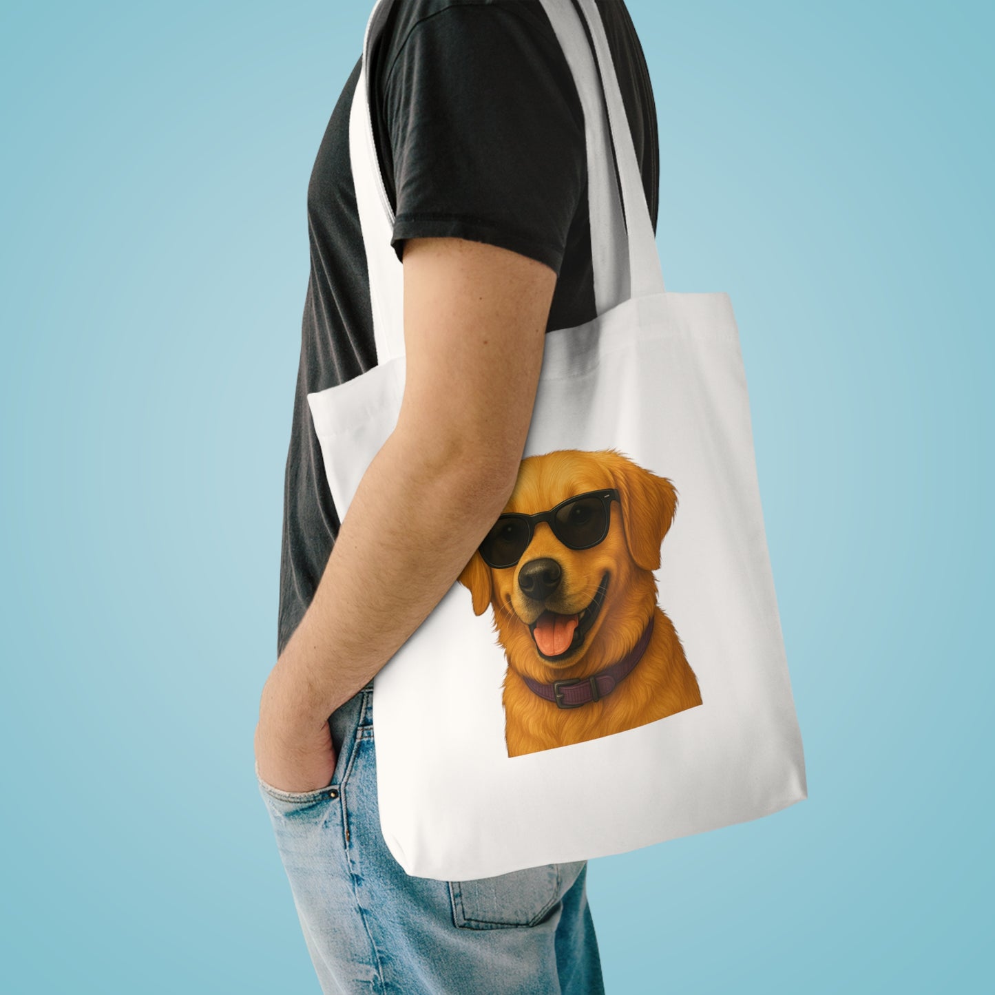 Golden Retriever Wearing Sunglasses Cotton Tote Bag