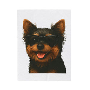 Yorkshire Terrier Wearing Sunglasses - Sherpa Blanket