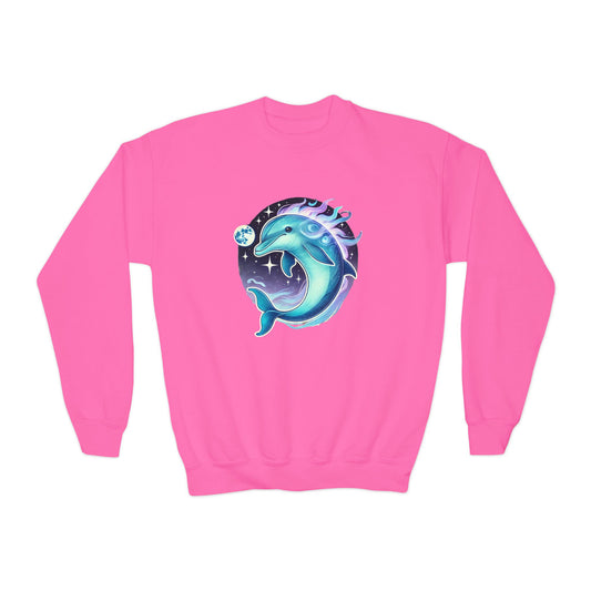 Luna The Dolphin Youth Crewneck Sweatshirt - Comfy and Cute Style for Kids