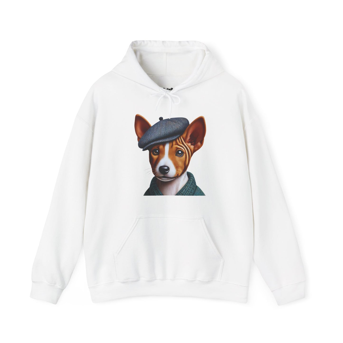 Cute Basenji Pup Wearing A Tweed Flat Cap - Adult Hoodie - Too Cute Pets