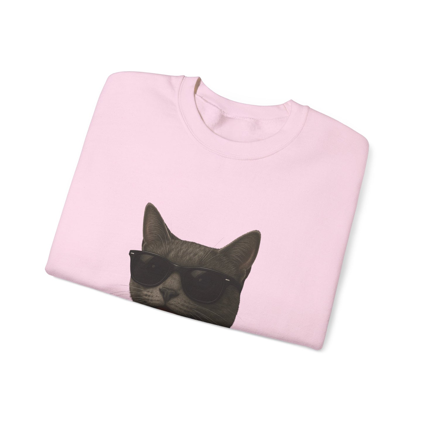 Gray Cat Wearing Sunglasses - Adult Crewneck Sweatshirt