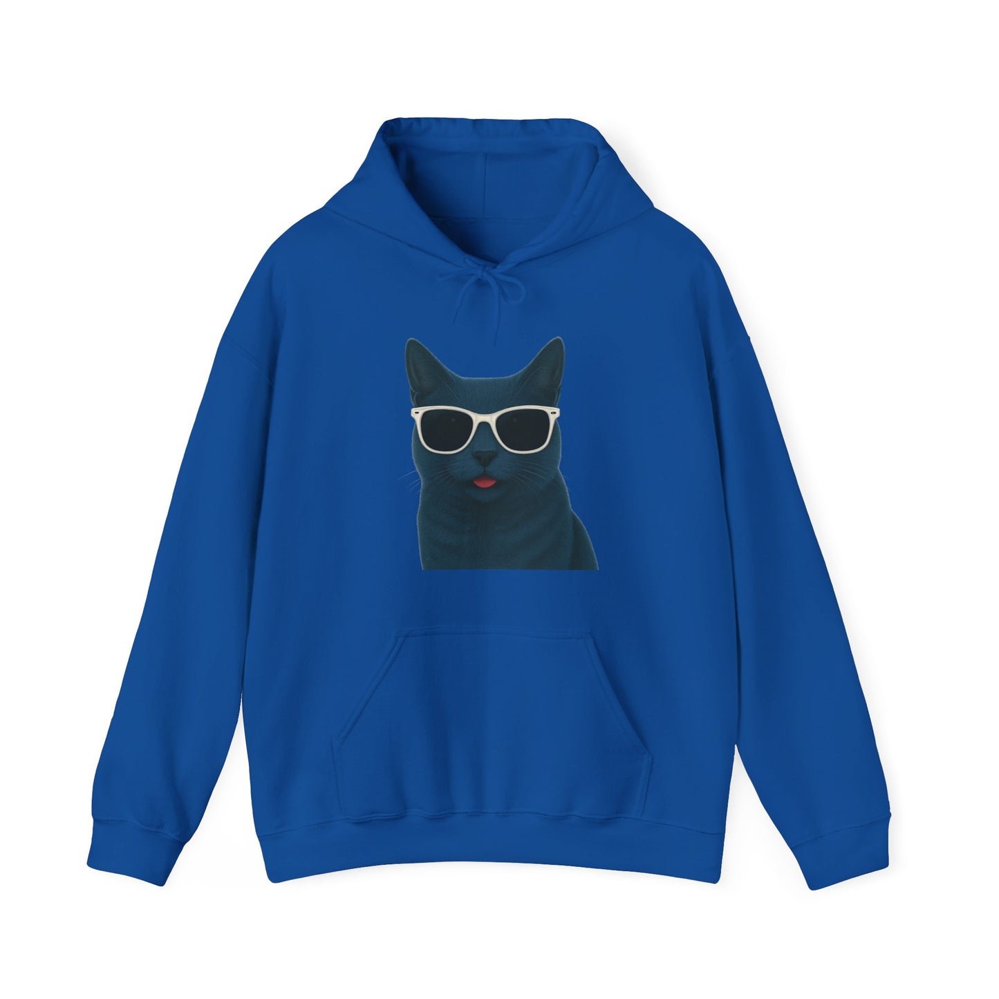 Russian Blue Cat Wearing Sunglasses - Adult Hoodie